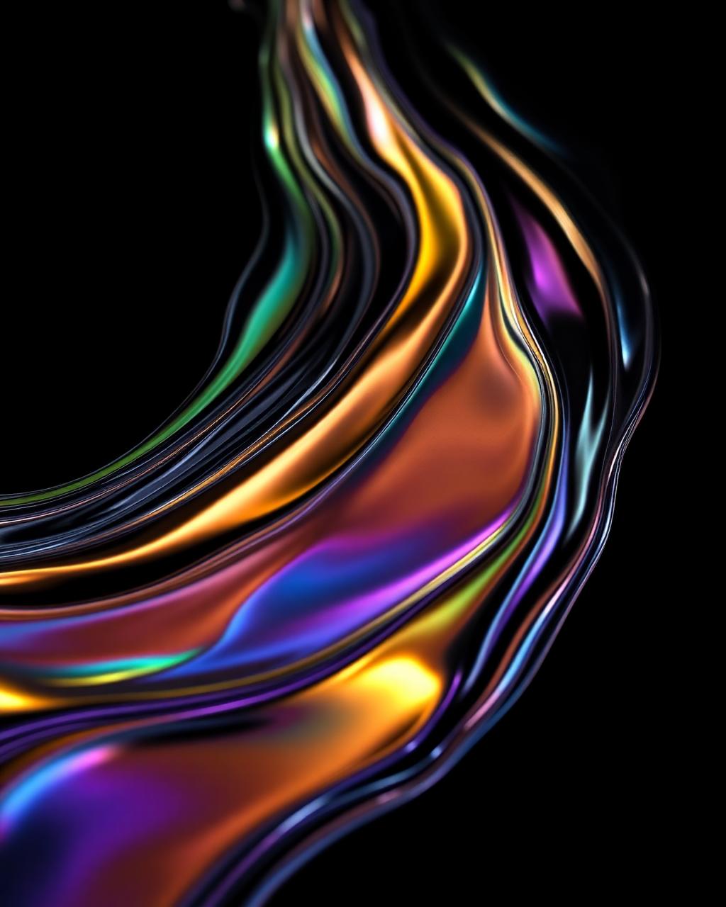 Liquid metal in zero gravity, oil-slick chroma